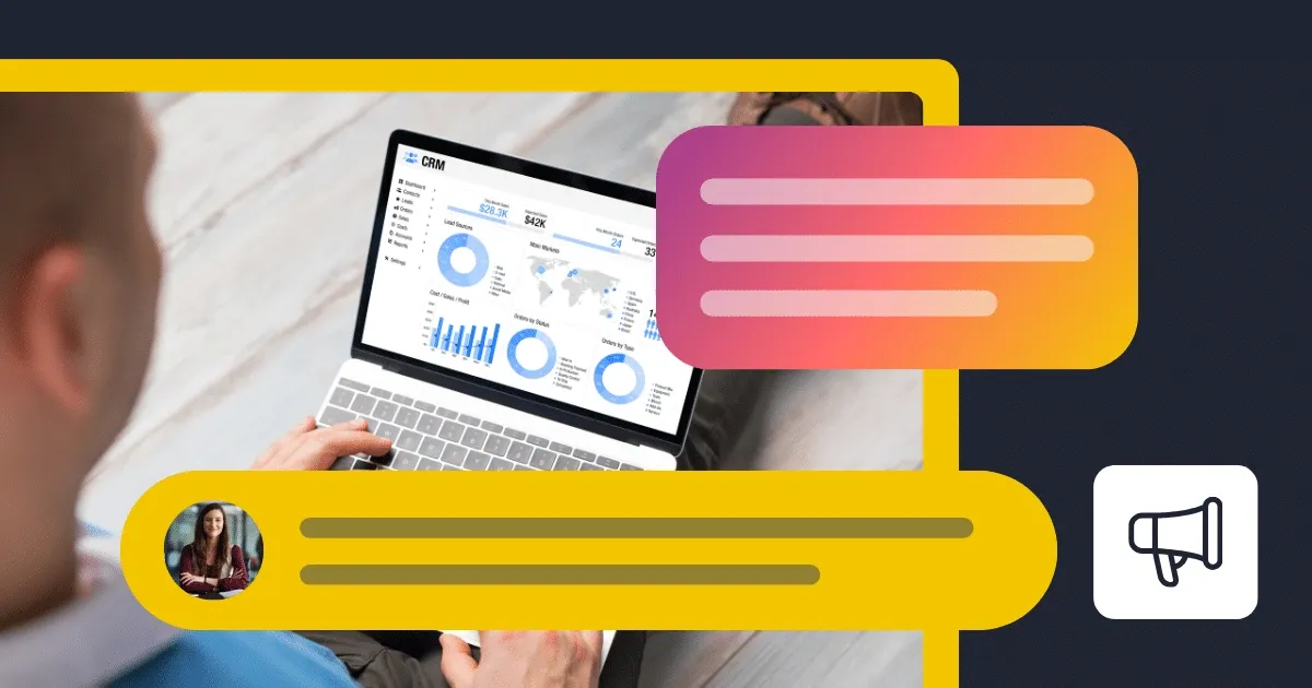 Persona usando una laptop que muestra un dashboard CRM con gráficos y datos, destacando las principales herramientas de marketing digital para 2026.